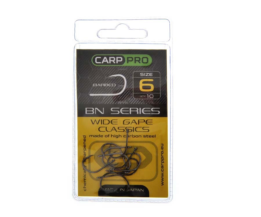 Kabliukai Carp Pro Black Nickel Wide Gape Classics № 6