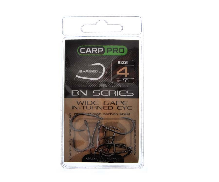 Kabliukai Carp Pro Black Nickel Wide Gape In-turned Eye № 4