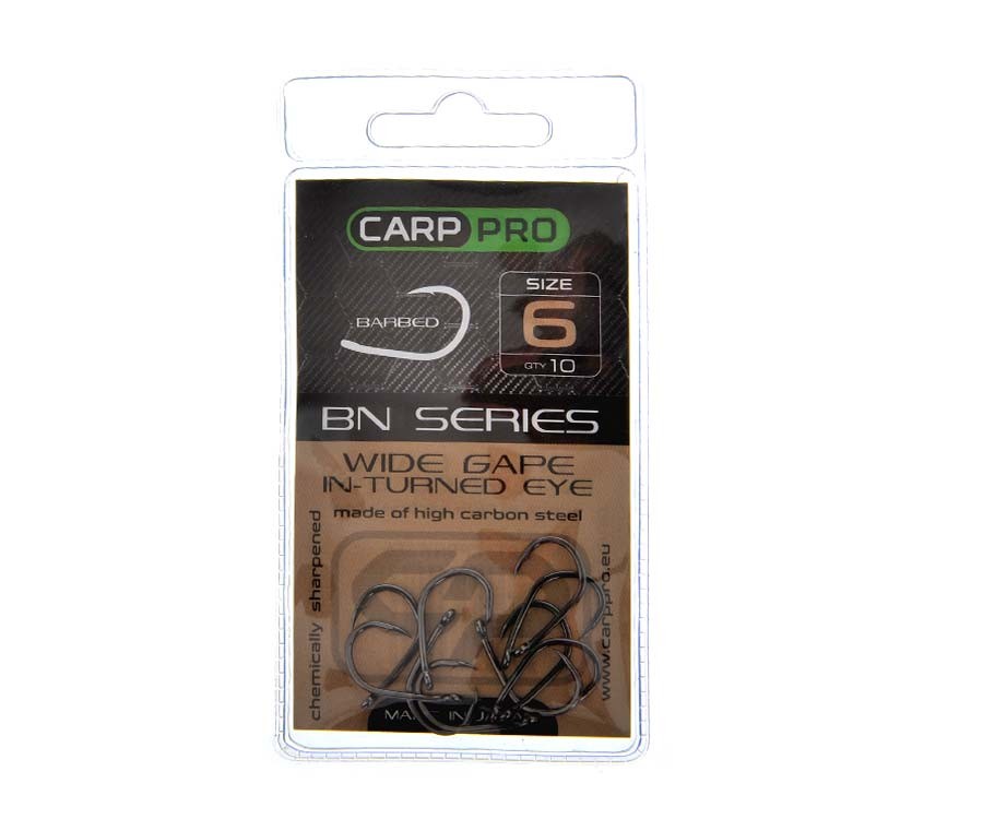 Kabliukai Carp Pro Black Nickel Wide Gape In-turned Eye № 6