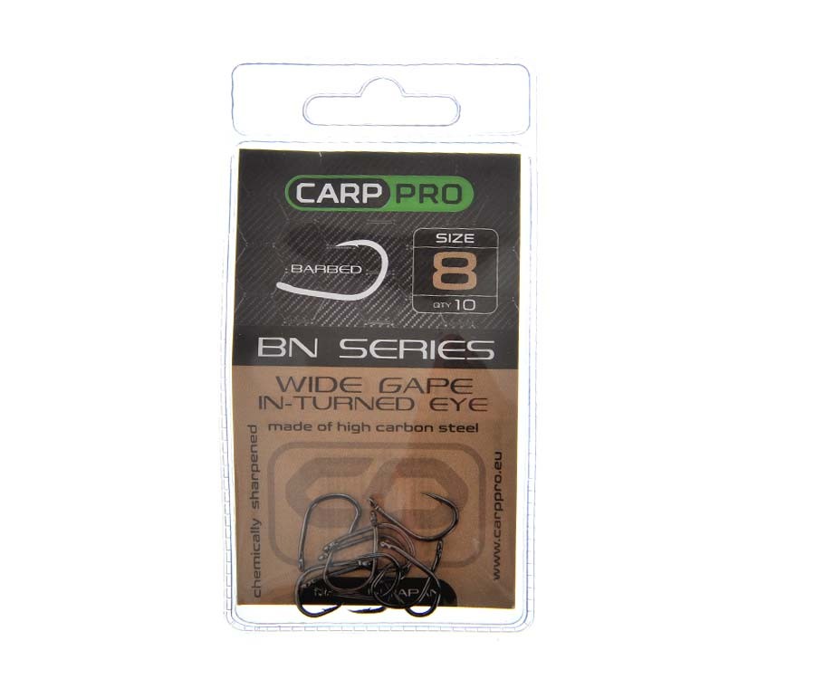 Kabliukai Carp Pro Black Nickel Wide Gape In-turned Eye № 8