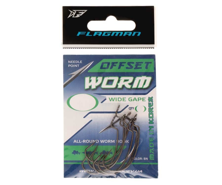 Ofsetiniai kabliukai Flagman Worm Offset №2