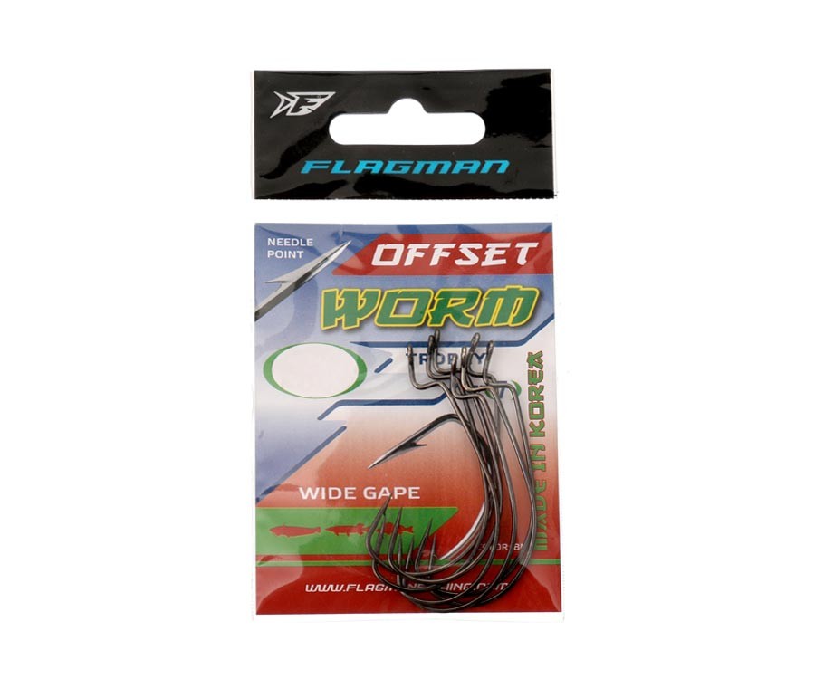 Ofsetiniai kabliukai Flagman Worm Trophy Offset Nr 2/0