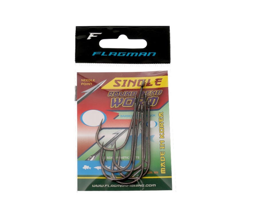 Kabliukai Flagman Single Round Bend Worm Nr 4/0